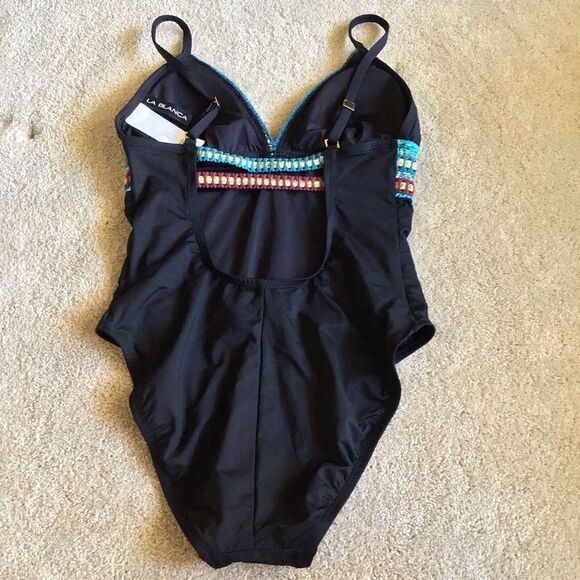 NWOT La Blanca Running Stitch One Piece Swimsuit - Picture 5 of 8
